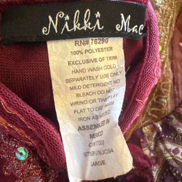 Boho Chic Velvet & Satin Paisley Embellished Spaghetti Strap Dress - Picture 7 of 7